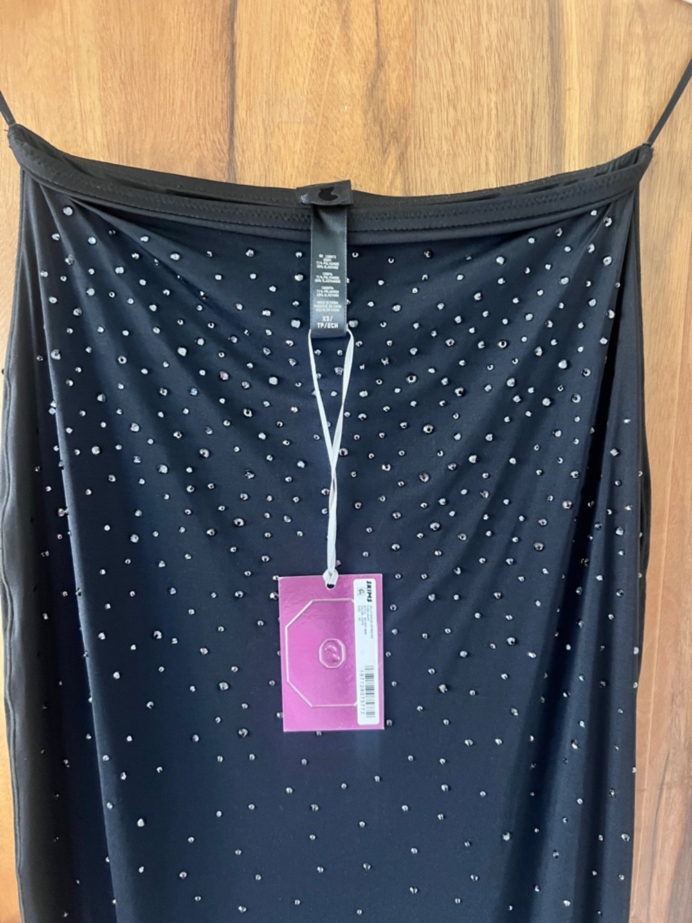 SKIMS X SWAROVSKI Elegant Black Embellished Slip Skirt - Picture 2 of 3